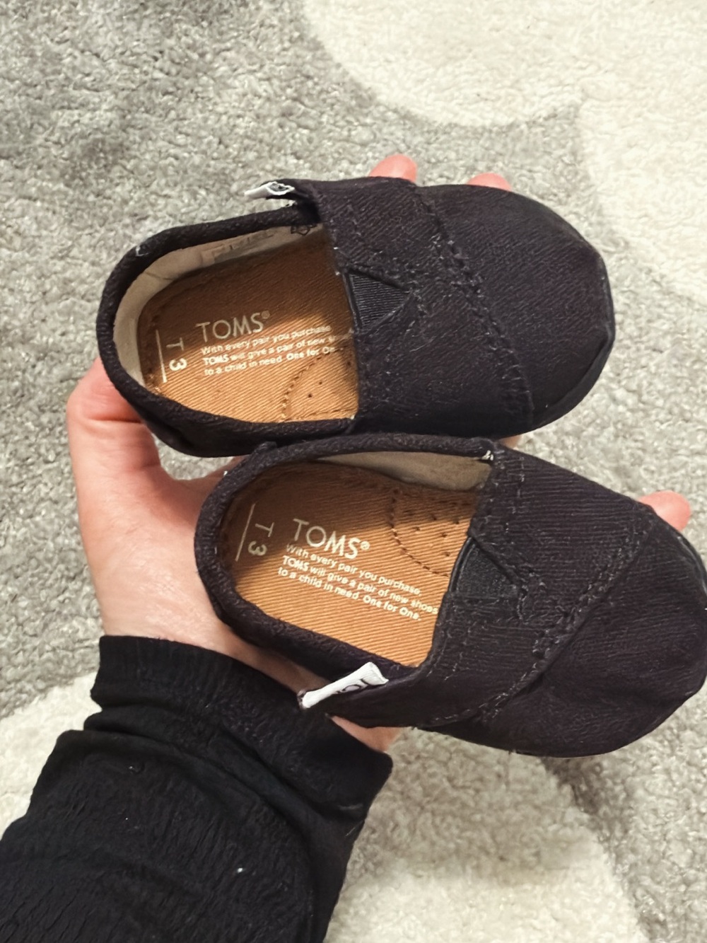 Toms Kids Black Canvas Slip-On Baby Walker Shoes